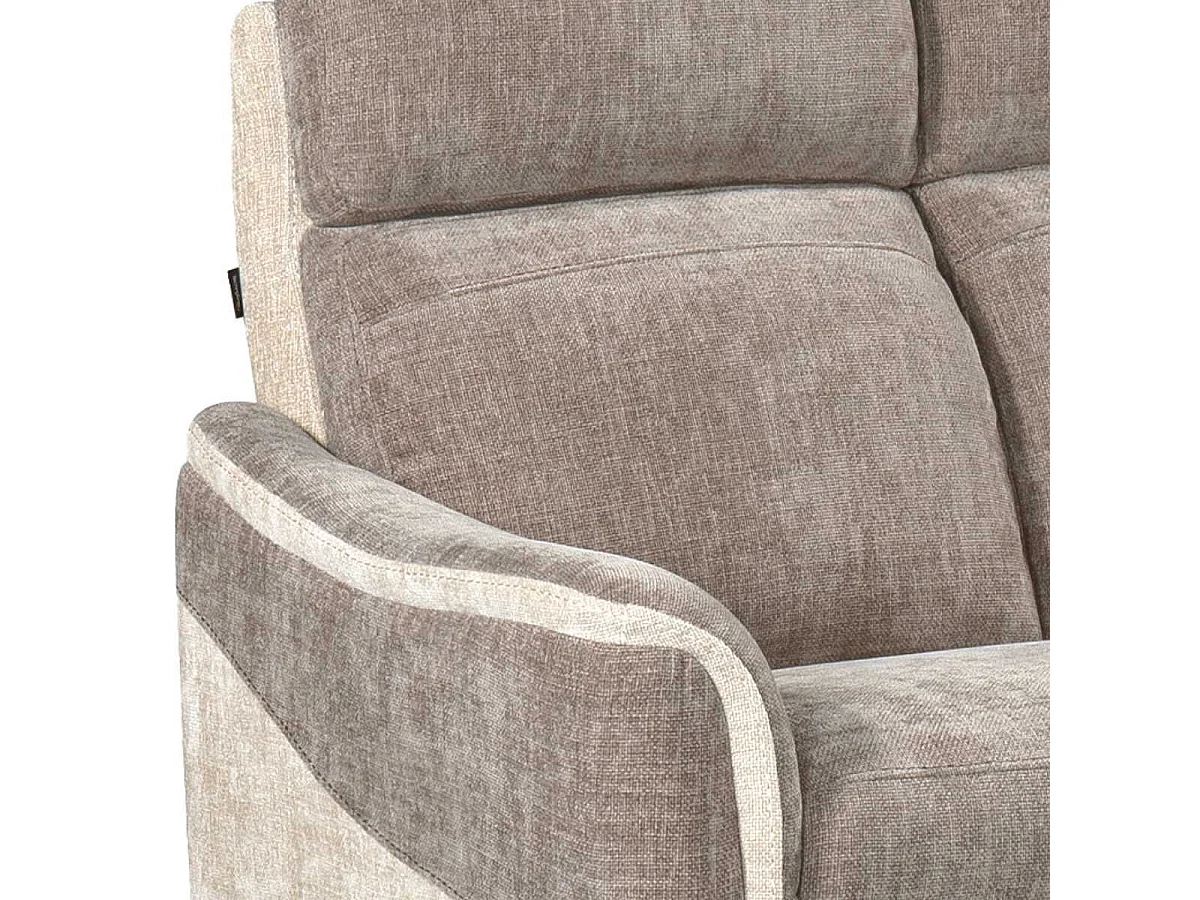 Canapé 2 places fixe tissu maillé ultra doux bicolore moka et beige - SOLLYS