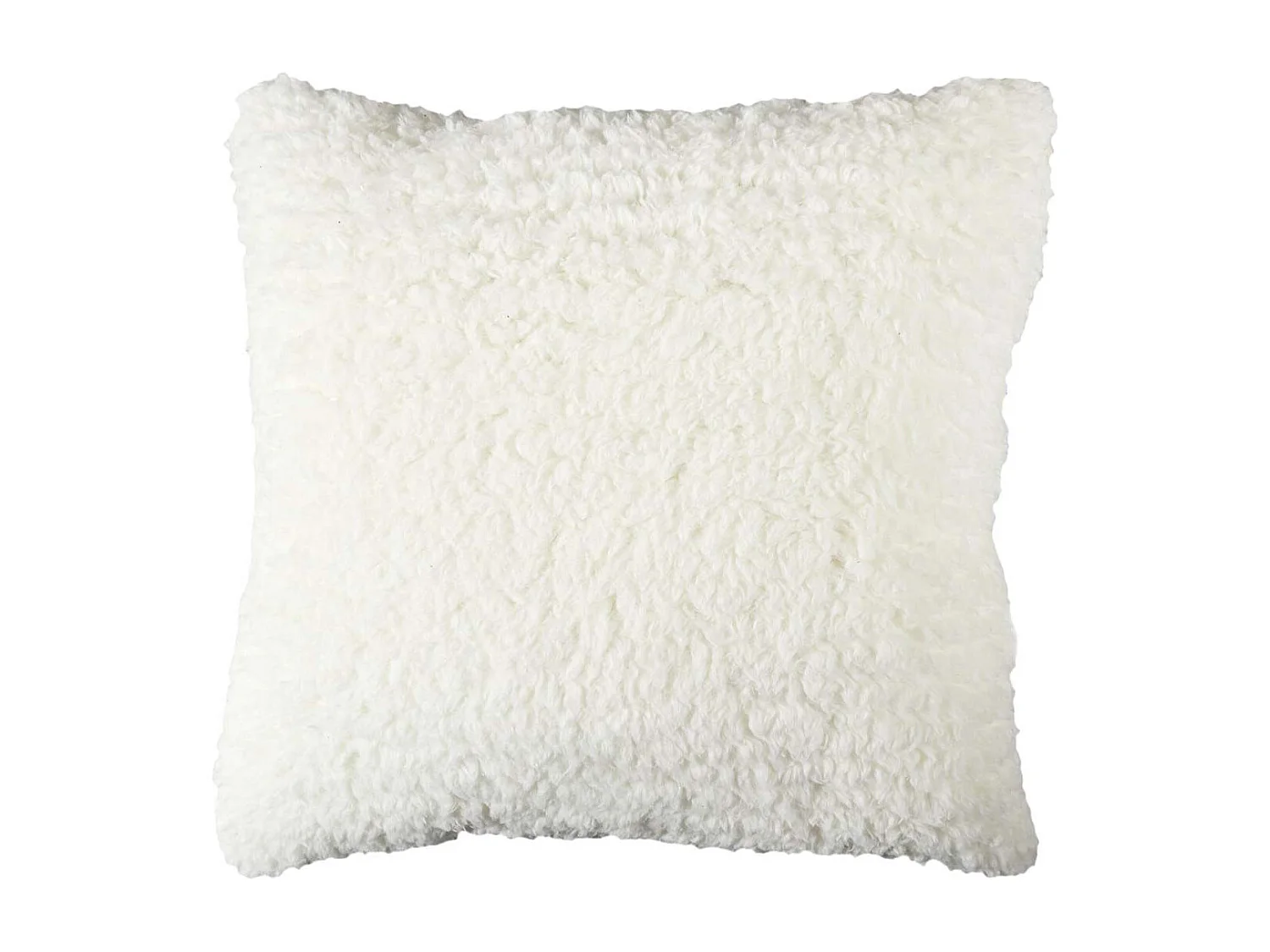 Coussin Sherpa 40x40cm Blanc Motif Géométrique Tressé Noir - FARYA