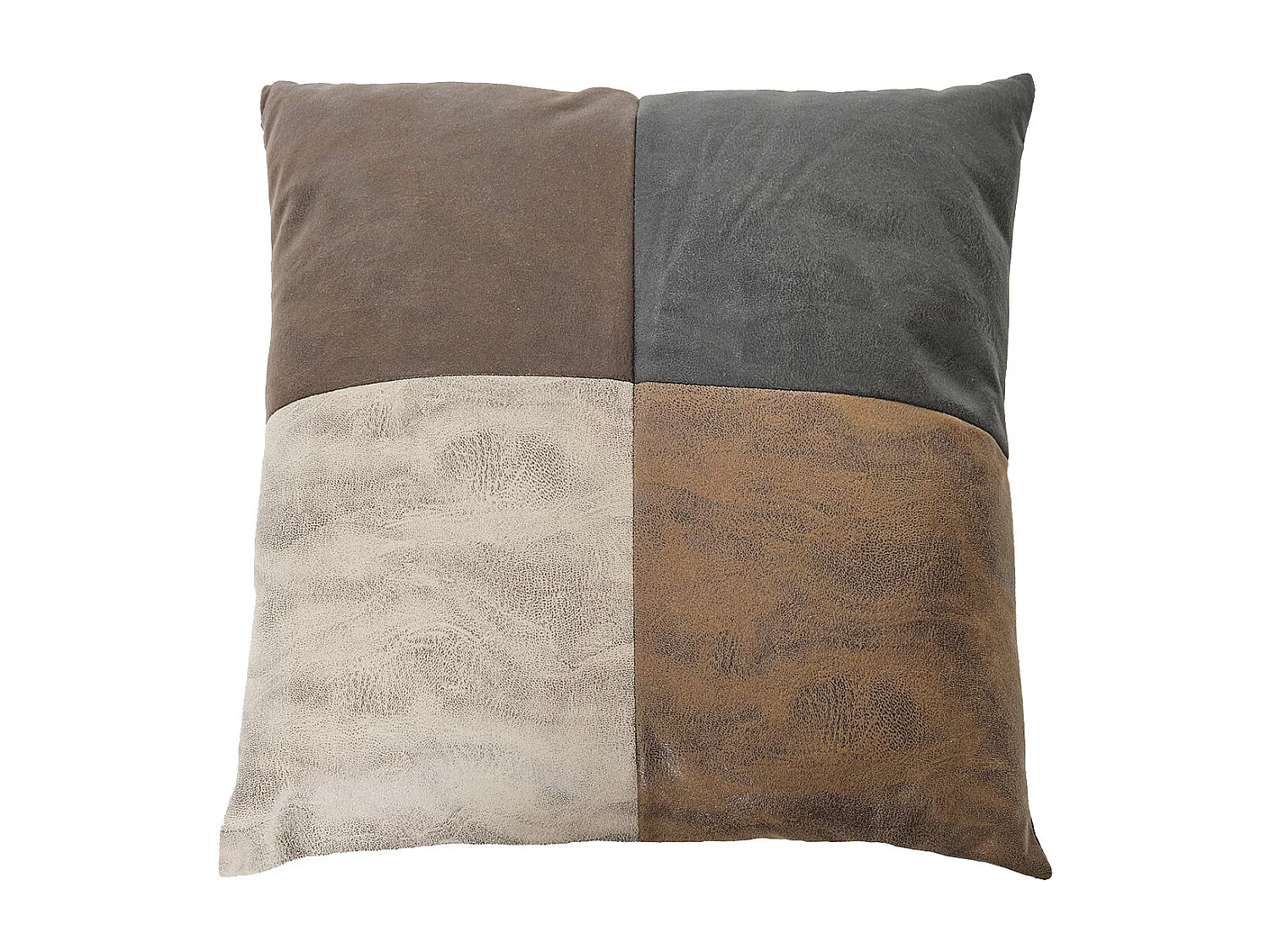 Coussin Patchwork 40x40cm Aspect Vieux Cuir Déhoussable - METRO