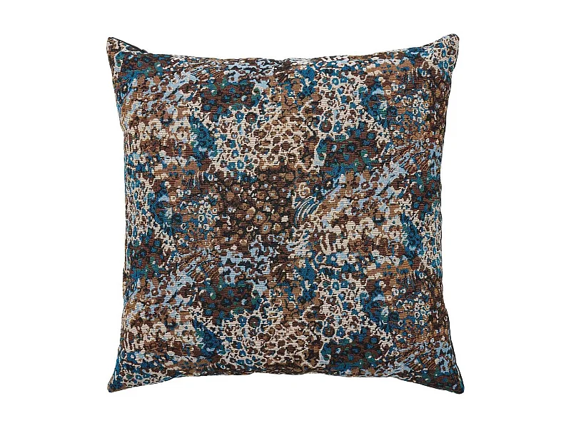 Coussin Déco Carré Recto damassé multicolore et Verso Noir - CLEANE