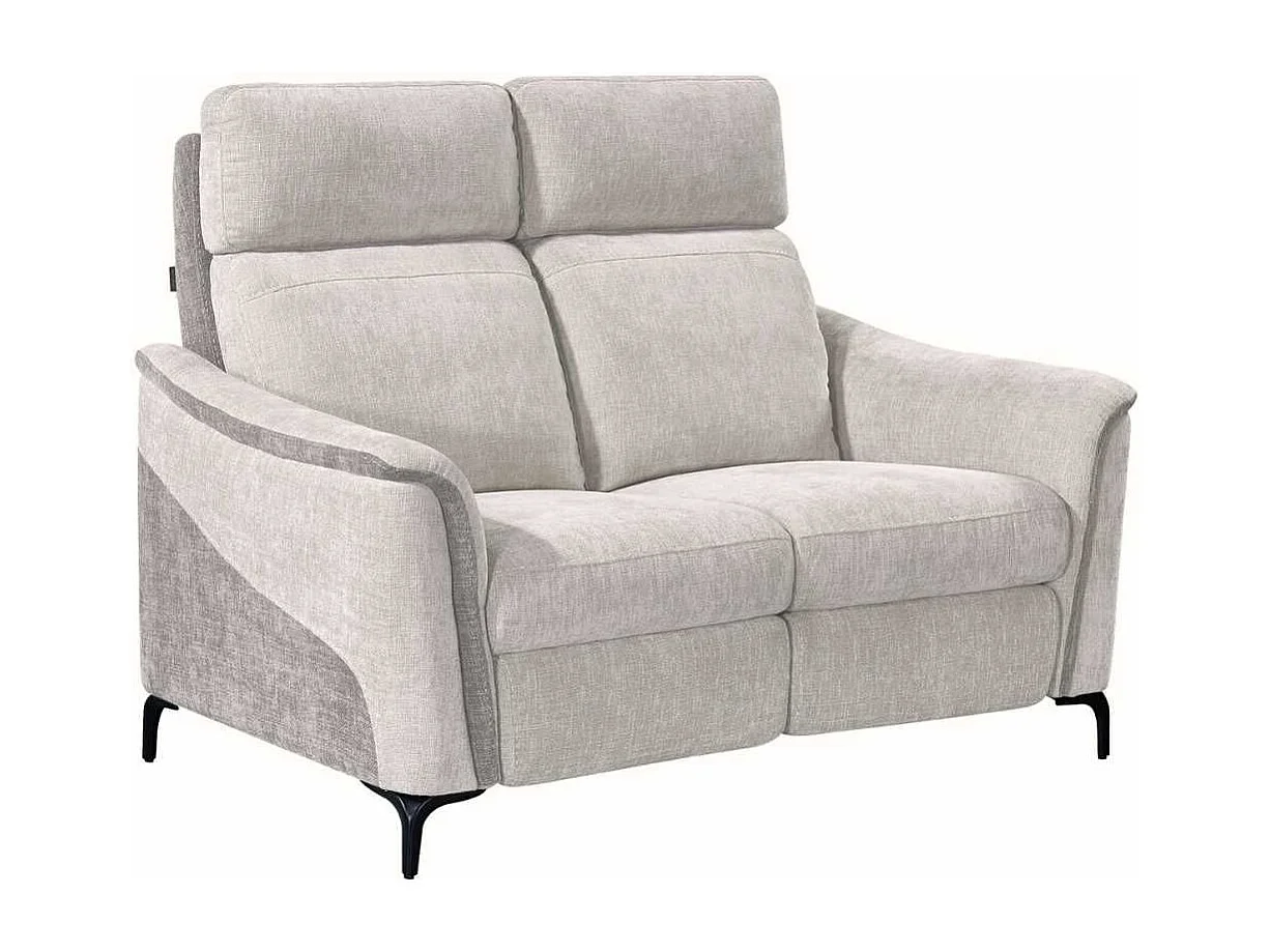 Canapé 2 places fixe tissu maillé ultra doux bicolore gris - SOLLYS