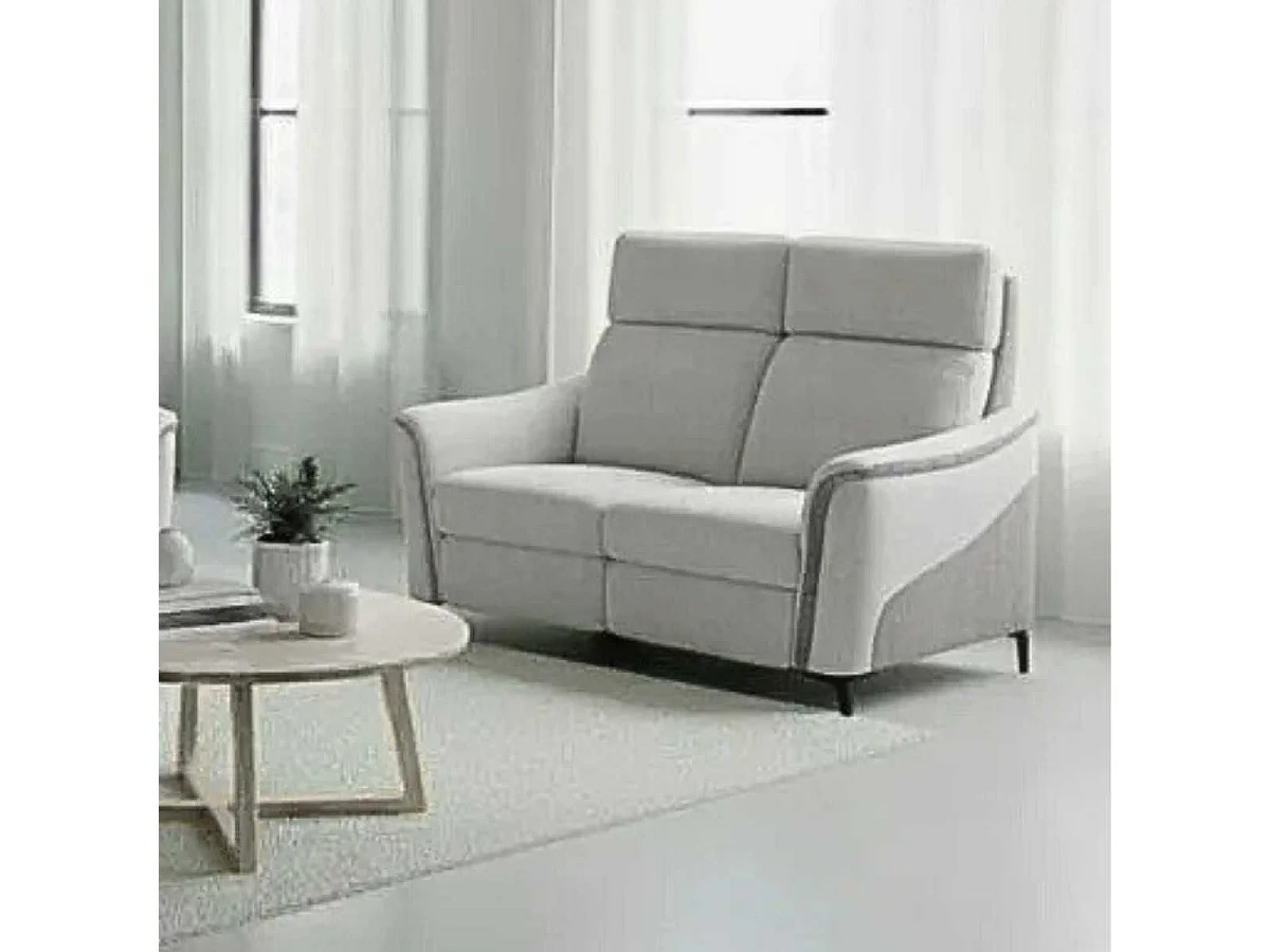 Canapé 2 places fixe tissu maillé ultra doux bicolore gris - SOLLYS