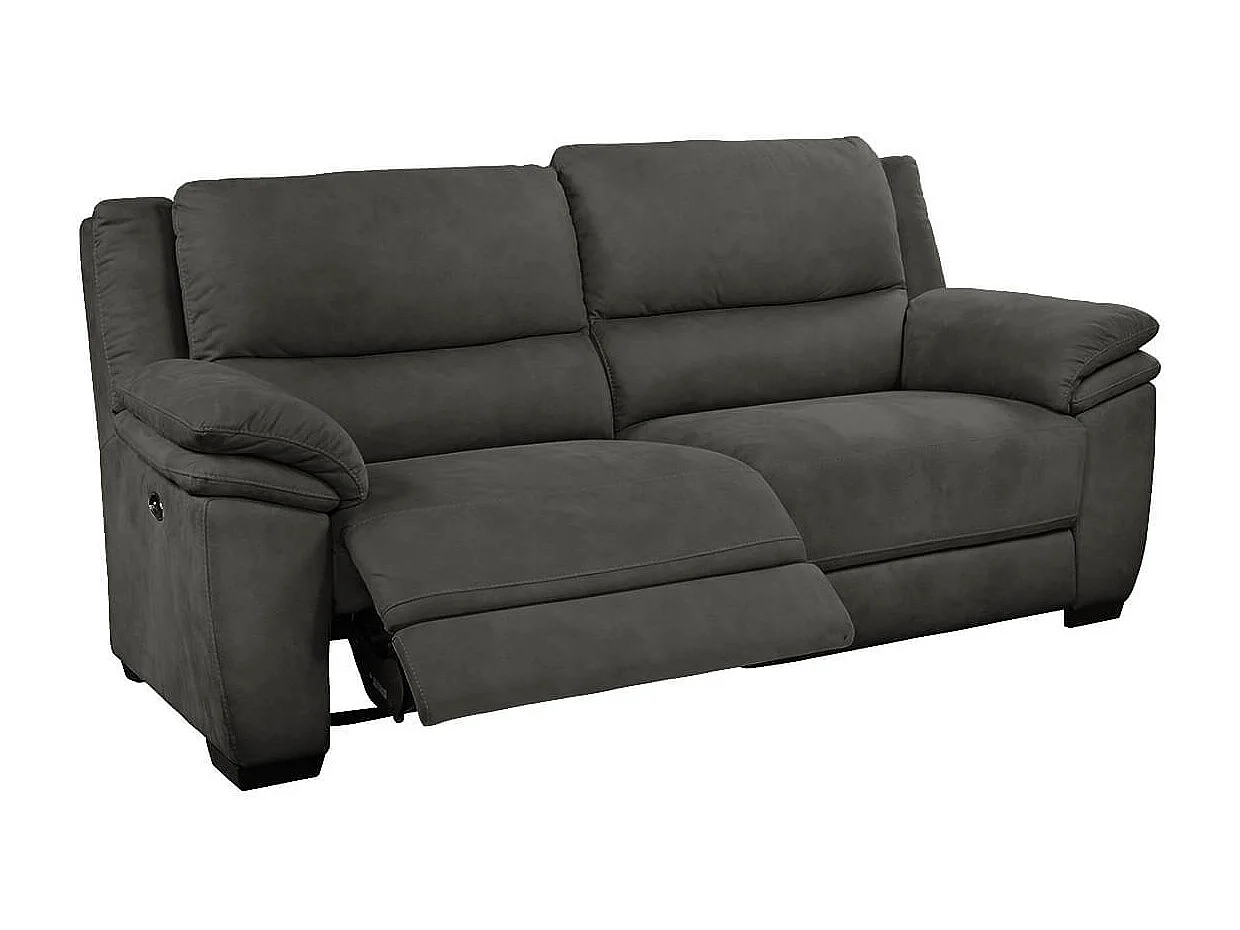 ASTIO - Canapé Relax Electrique 3 Places + Canapé 2 Places Fixe Tissu Gris Foncé