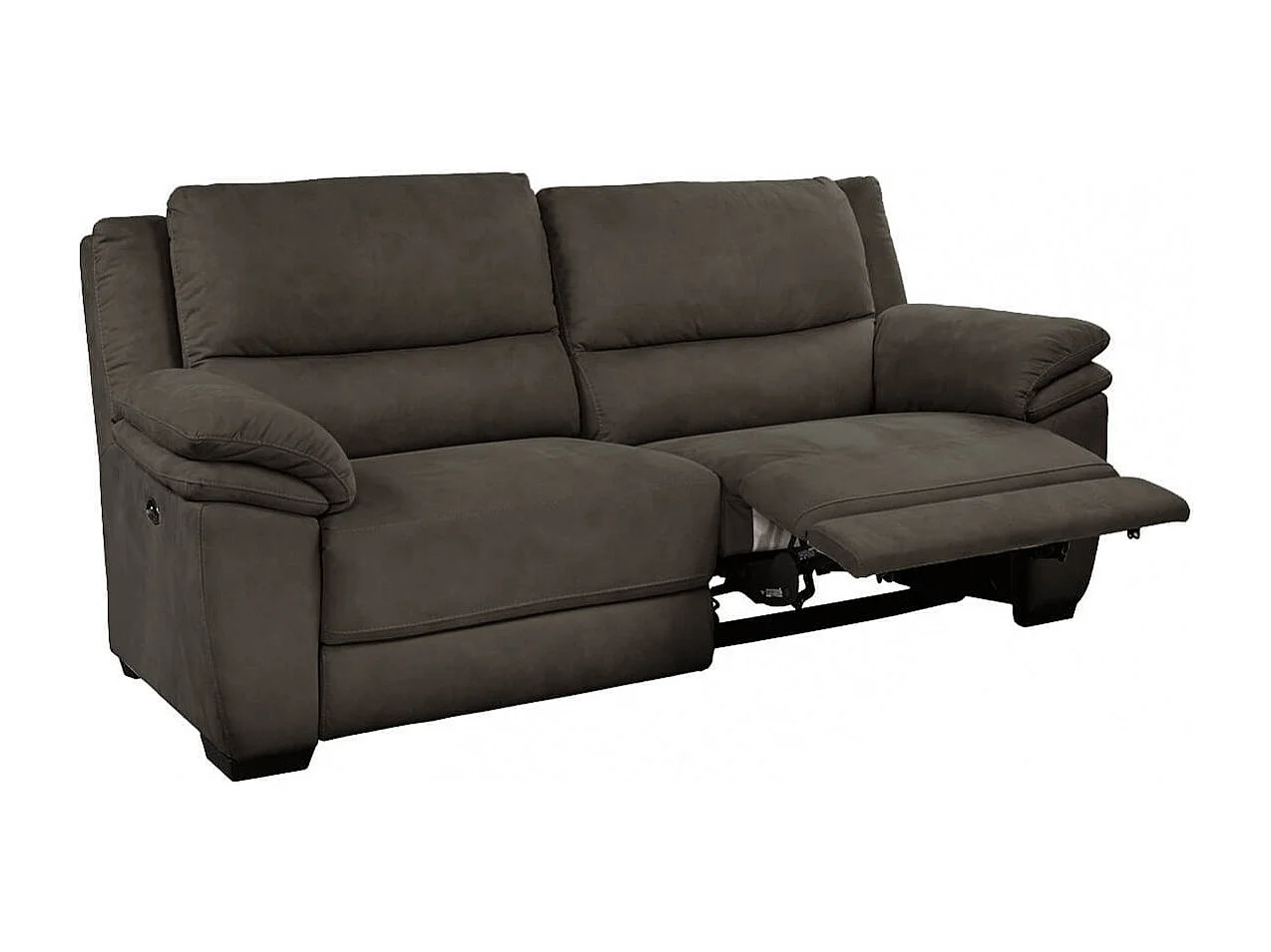 ASTIO - Canapé Relax Electrique 3 Places + Canapé 2 Places Fixe Tissu Gris Foncé