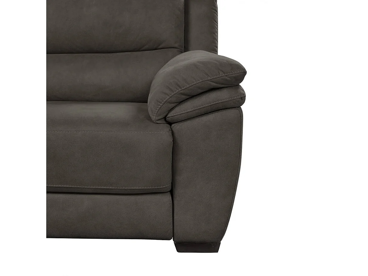 ASTIO - Canapé Relax Electrique 3 Places + Canapé 2 Places Fixe Tissu Gris Foncé