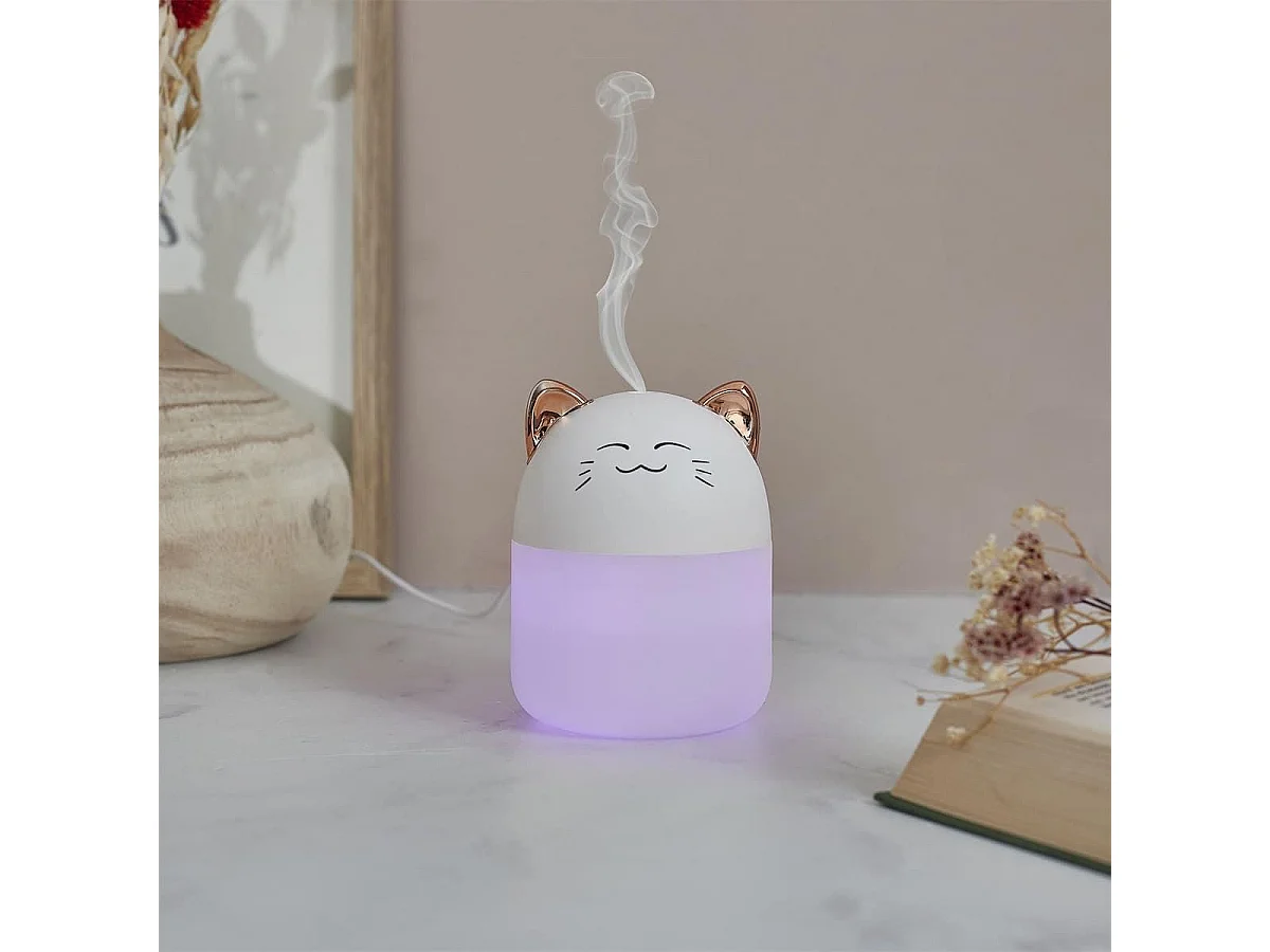 Diffuseur de parfum d'ambiance led en forme de chat kawaii (200 ml) avec couleurs changeantes