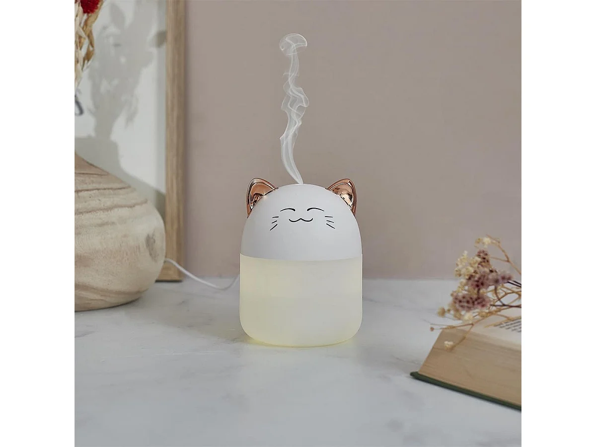 Diffuseur de parfum d'ambiance led en forme de chat kawaii (200 ml) avec couleurs changeantes