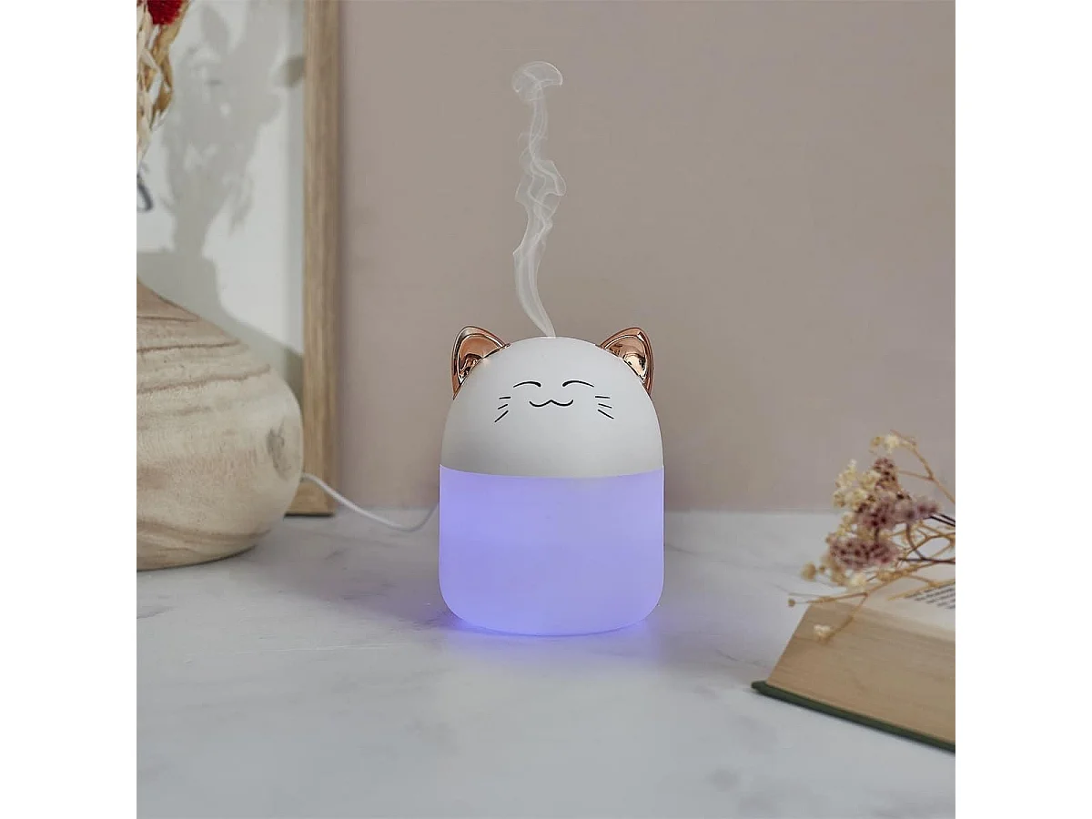 Diffuseur de parfum d'ambiance led en forme de chat kawaii (200 ml) avec couleurs changeantes
