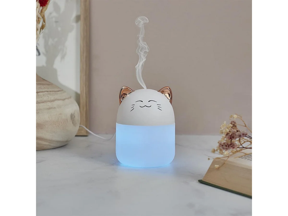 Diffuseur de parfum d'ambiance led en forme de chat kawaii (200 ml) avec couleurs changeantes