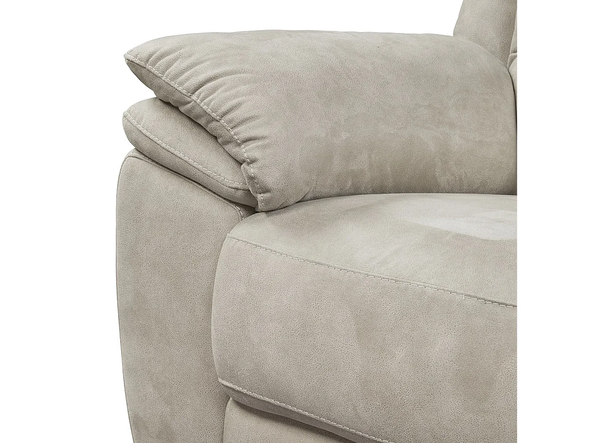 ASTIO - Canapé Relax Electrique 3 Places + Canapé 2 Places Fixe Tissu Beige