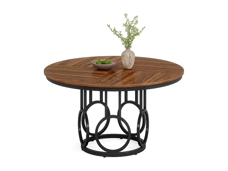 Table à manger ronde pour 4 personnes, 120 cm table de cuisine, rustique, Pour salle à manger , cuisine