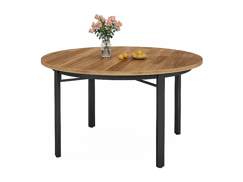 Table à manger ronde pour 4 à 6 personnes, 120 cm, table de cuisine avec pieds en métal solide, 118.5x76cm