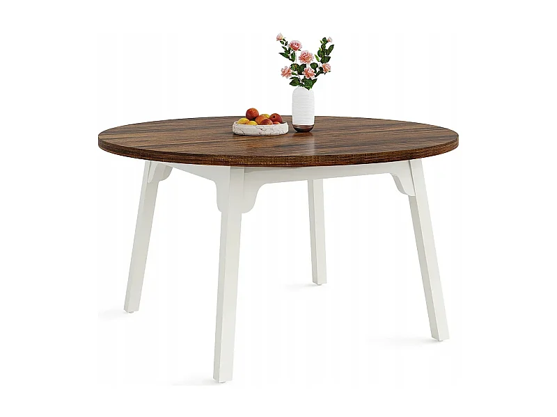 Table de Salle à Manger Ronde pour 4-6 Personnes, Table 120 cm avec Surface texturée en Bois, pour Salle à Manger, Cuisine(Marron)