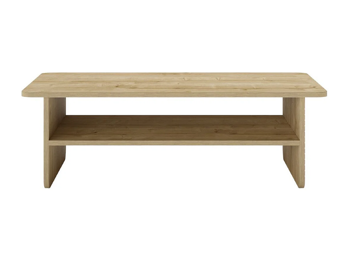 Table basse avec tablette en mélaminé imitation bois décor relief fraisé - RIAD