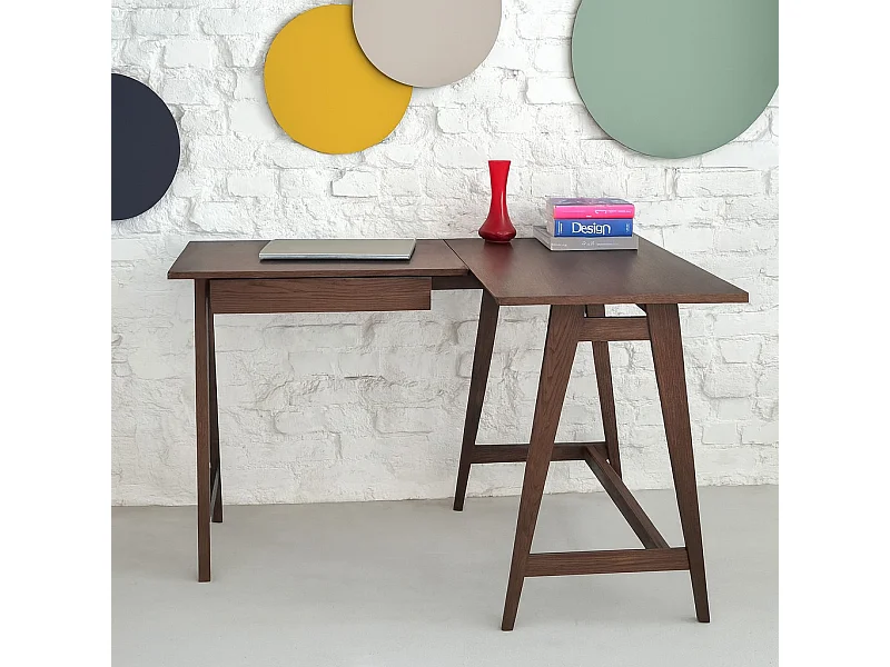 Bureau d'angle avec tiroir 115 x 85 cm Luka Noyer | Côté droit