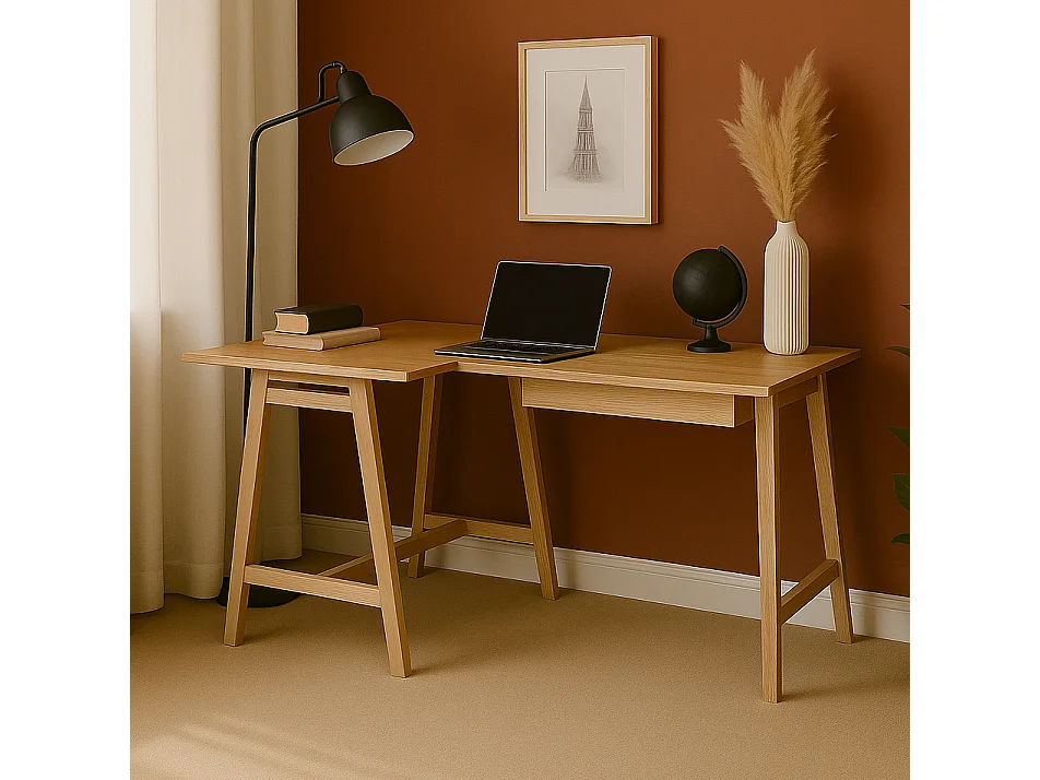 Bureau d'angle avec tiroir 115 x 85 cm Luka Frêne | Côté gauche