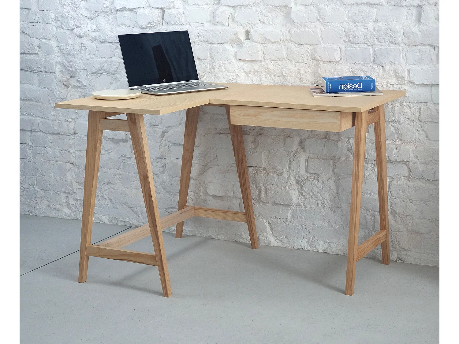 Bureau d'angle avec tiroir 115 x 85 cm Luka Frêne | Côté gauche