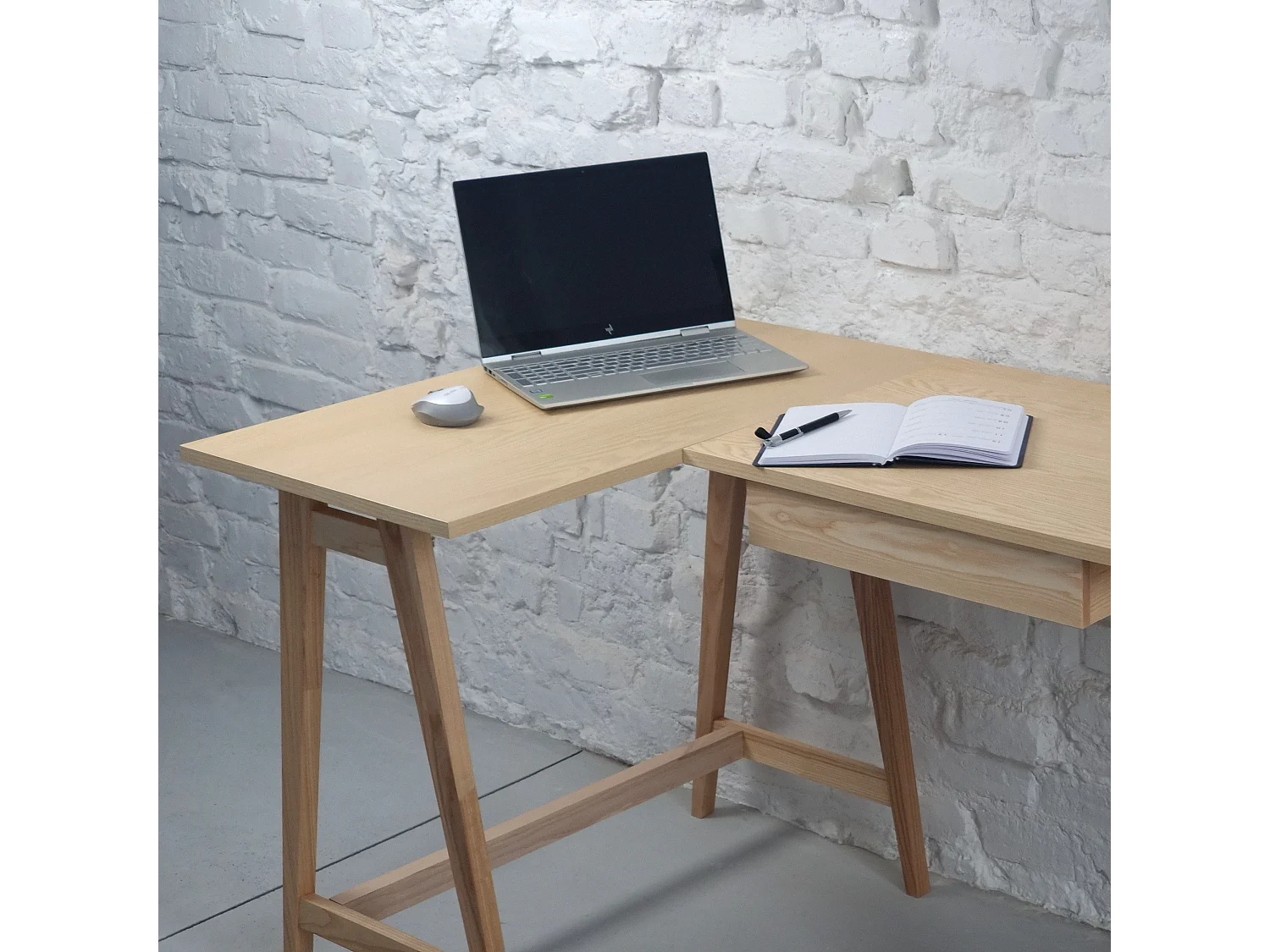 Bureau d'angle avec tiroir 115 x 85 cm Luka Frêne | Côté gauche