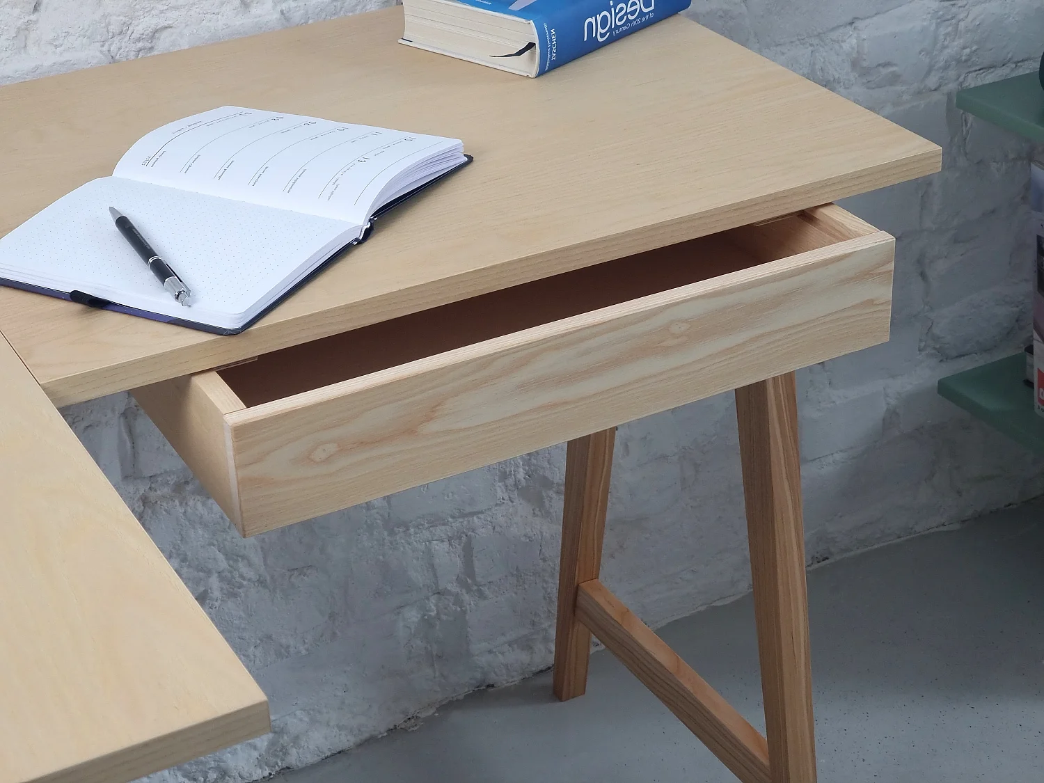 Bureau d'angle avec tiroir 115 x 85 cm Luka Frêne | Côté gauche