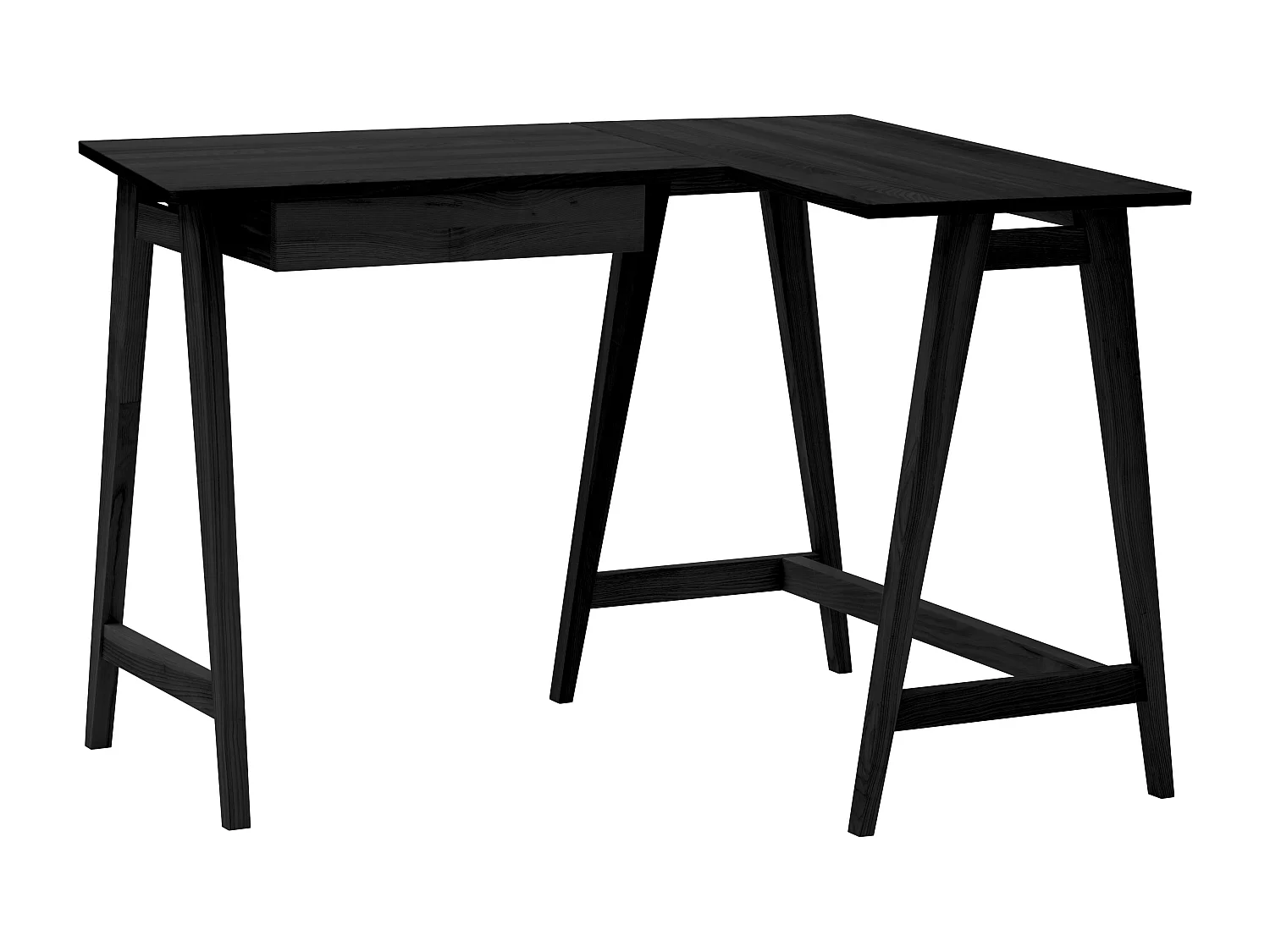 Bureau d'angle avec tiroir 115 x 85 cm Luka Frêne teinté noir | Côté droit