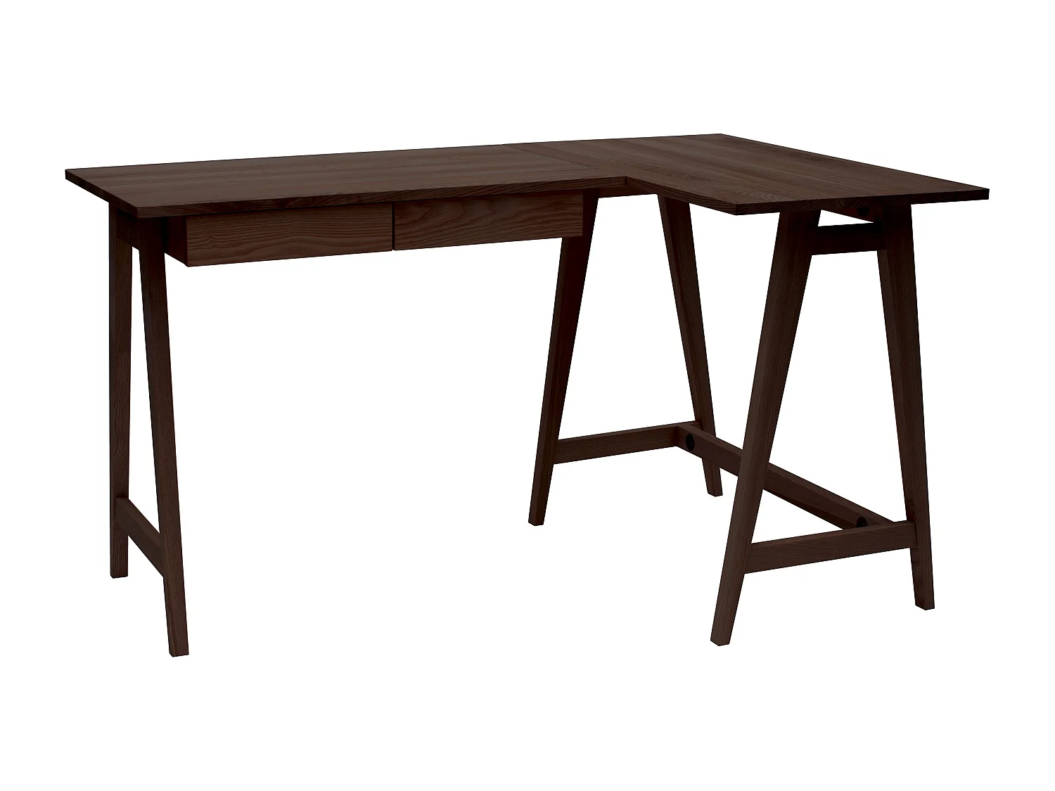 Bureau d'angle avec 2 tiroirs 135 x 85 cm Luka Noyer | Côté droit