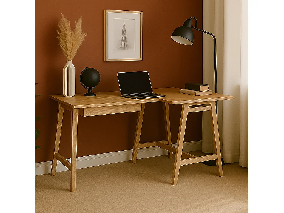 Bureau d'angle avec tiroir 115 x 85 cm Luka Frêne | Côté droit