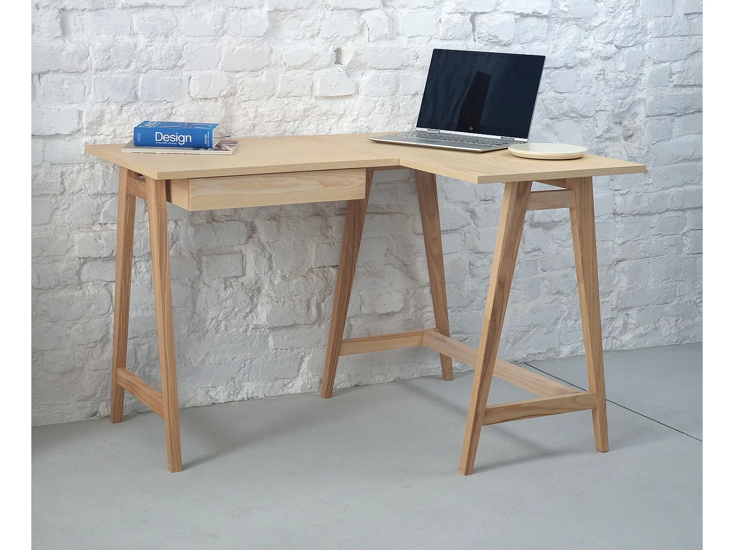 Bureau d'angle avec tiroir 115 x 85 cm Luka Frêne | Côté droit