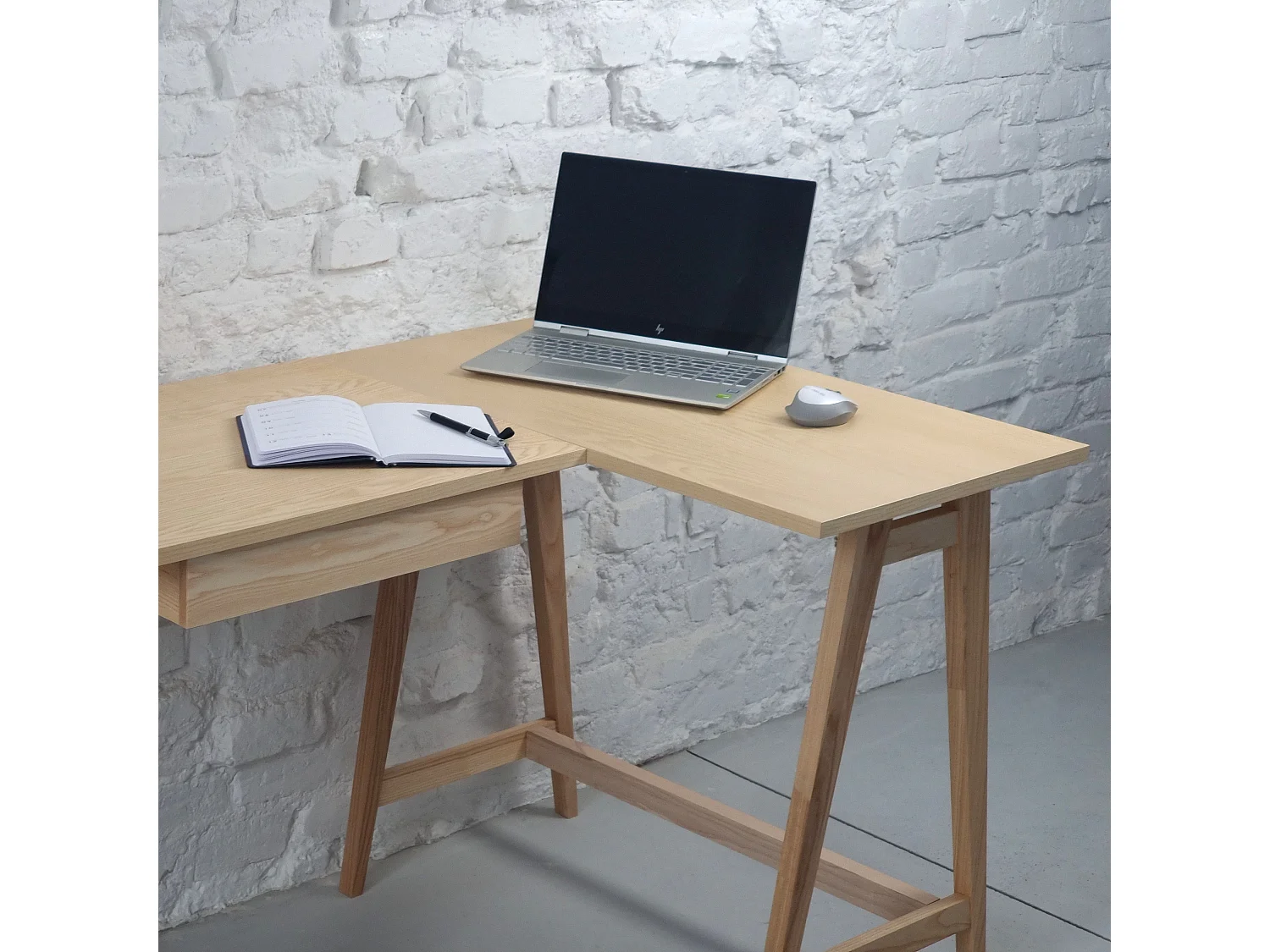 Bureau d'angle avec tiroir 115 x 85 cm Luka Frêne | Côté droit