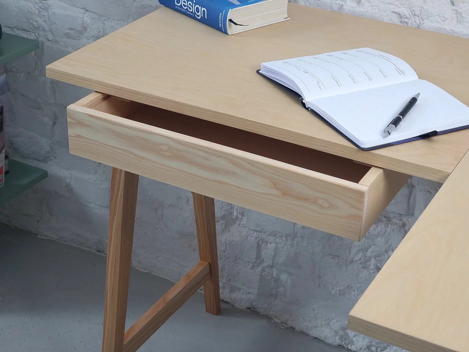 Bureau d'angle avec tiroir 115 x 85 cm Luka Frêne | Côté droit