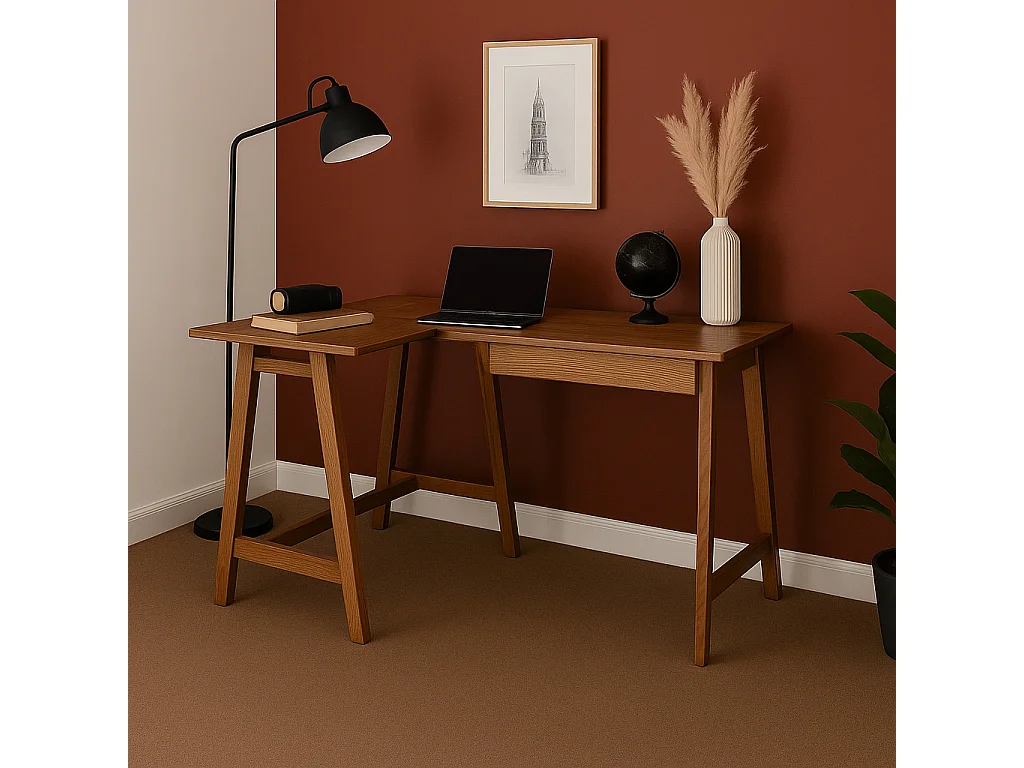 Hoekbureau met lade 115x85cm Luka Eik | Linkerkant