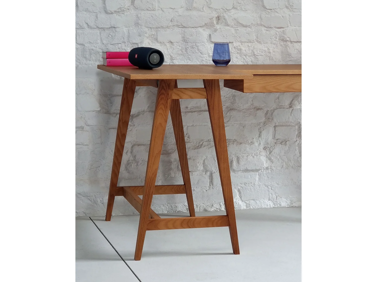 Bureau d'angle avec tiroir 115 x 85 cm Luka Frêne teinté noir | Côté gauche
