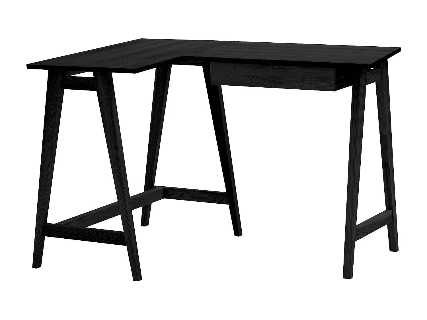 Bureau d'angle avec tiroir 115 x 85 cm Luka Frêne teinté noir | Côté gauche