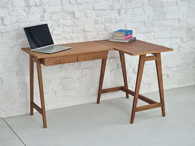 Hoekbureau met 2 lades 135x85cm Luka Eik | Rechts