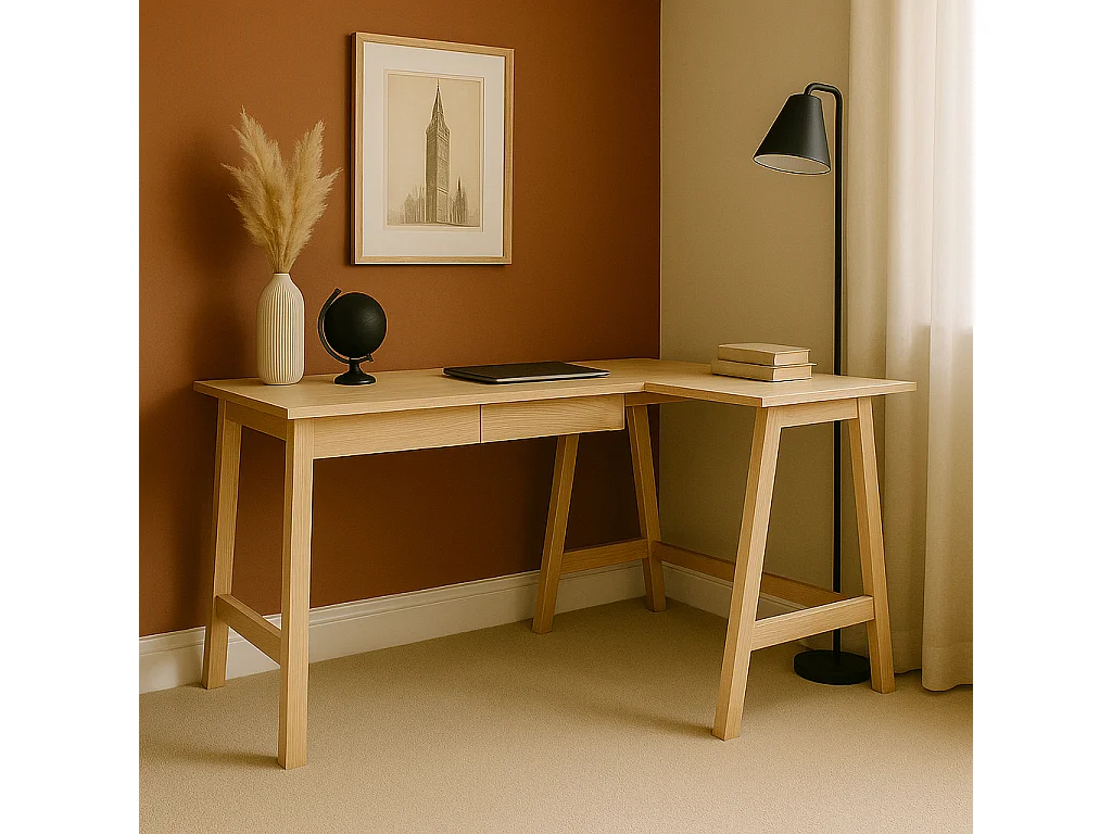 Hoekbureau met 2 lades 135x85cm Luka Essen | Rechts