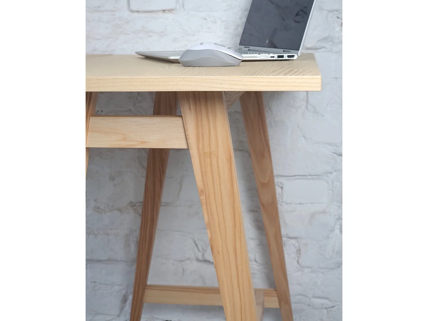 Bureau d'angle avec 2 tiroirs 135 x 85 cm Luka Frêne | Côté droit