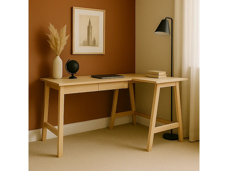 Hoekbureau met 2 lades 135x85cm Luka Essen | Rechts