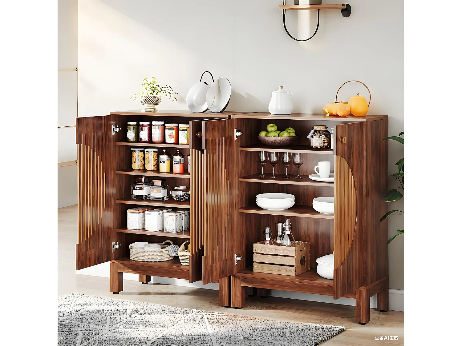 Meuble à Chaussures à 5 Niveaux avec Portes Rondes à persiennes, avec étagères réglables de rangement,73x35x101cm