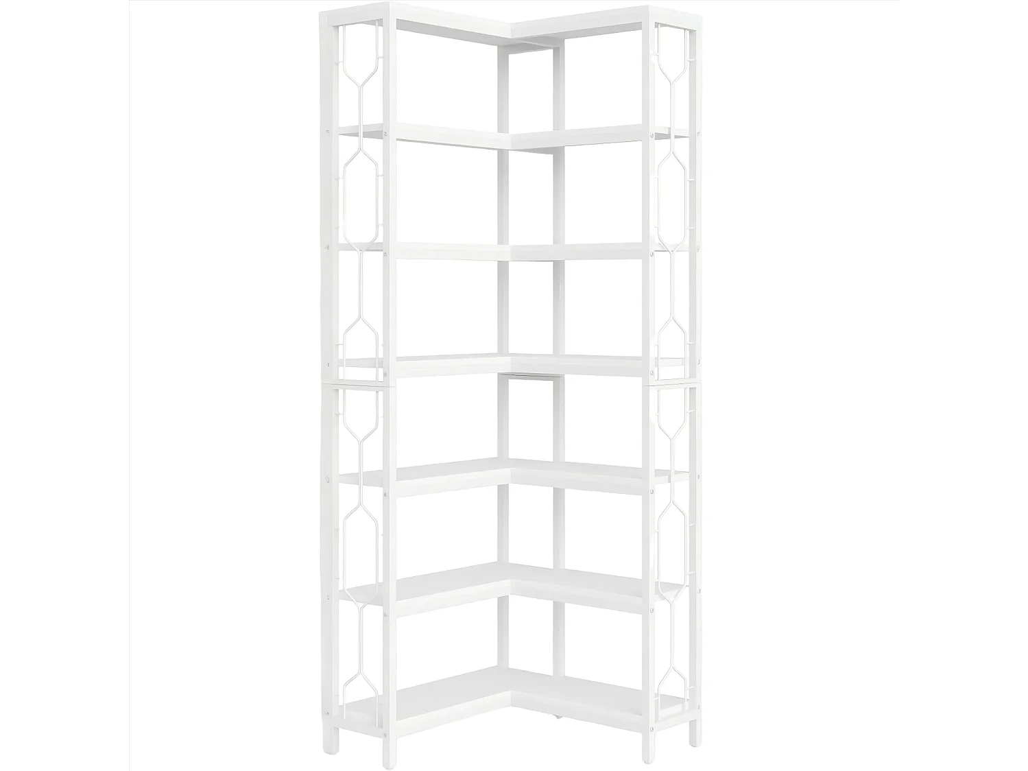 Bibliothèque d'angle à 7 Niveaux, étagère Industrielle en Bois et Métal, étagère d'affichage autoportante pour Le Salon