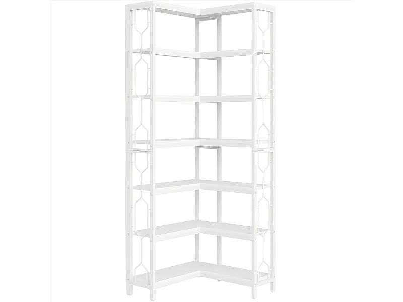 Bibliothèque d'angle à 7 Niveaux, étagère Industrielle en Bois et Métal, étagère d'affichage autoportante pour Le Salon