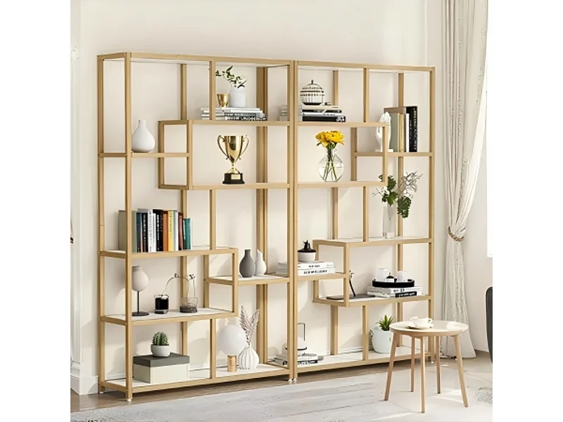 Bibliothèque à 8 niveaux de Rangement, 100 x 30 x 180 cm Étagère indépendante, Étagères d'Affichage sur Pied