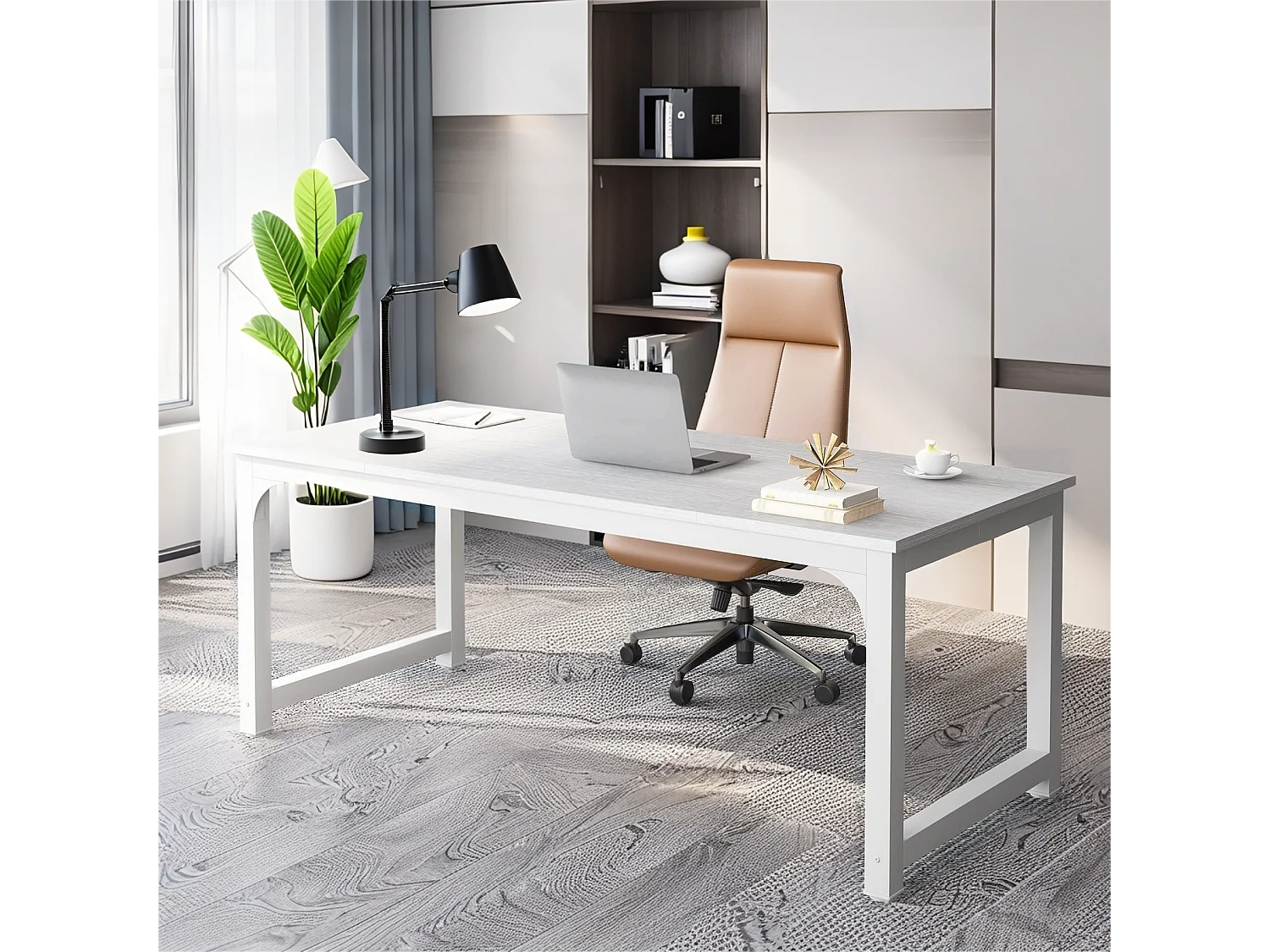 Bureau pour Ordinateur Portable, Bureau d’étude pour Le télétravail, Poste de Travail pour Bureau, Chambre, Blanc