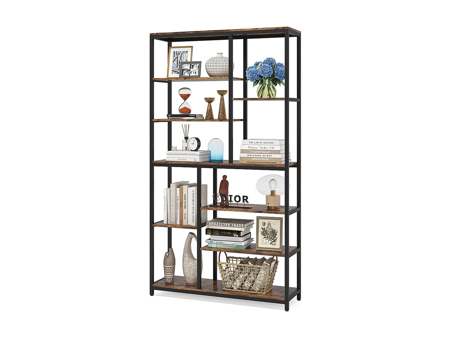 Bibliothèque 200cm , Étagère de Rangement à 9 Niveaux, Meuble de Rangement, Bibliothèque Industrielle Metal