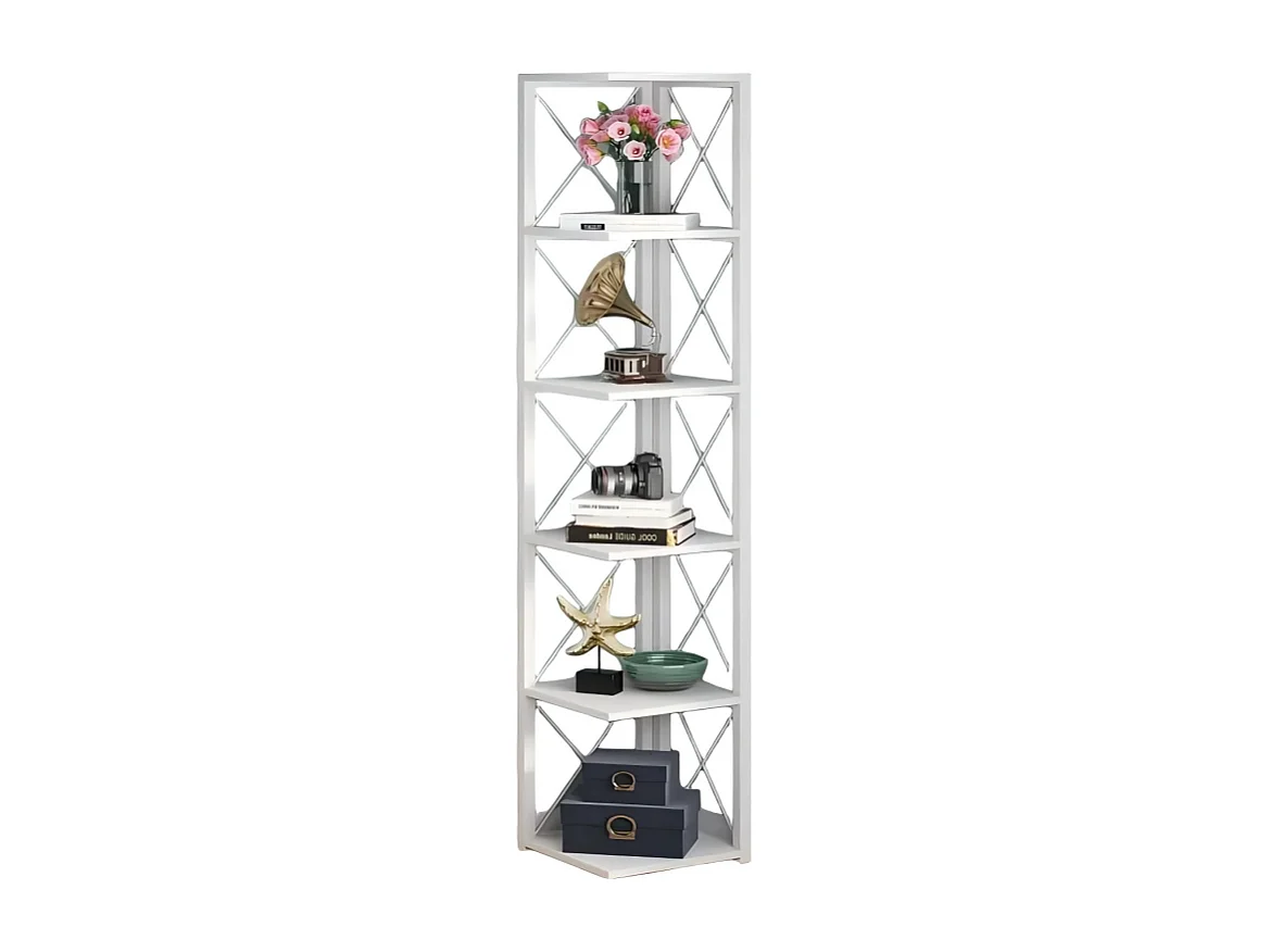 Bibliothèque d'angle 180cm, étagère de Rangement, Support de Plante, 6 Niveaux Industriel pour la Maison, Bureau
