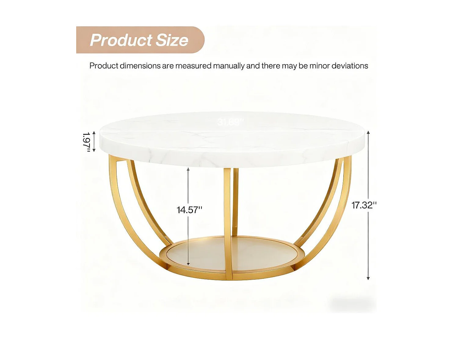 Table basse ronde industrielle à 2 niveaux avec étagères, table d'appoint de canapé circulaire avec pieds en métal pour le salon, la maison, grain de bois