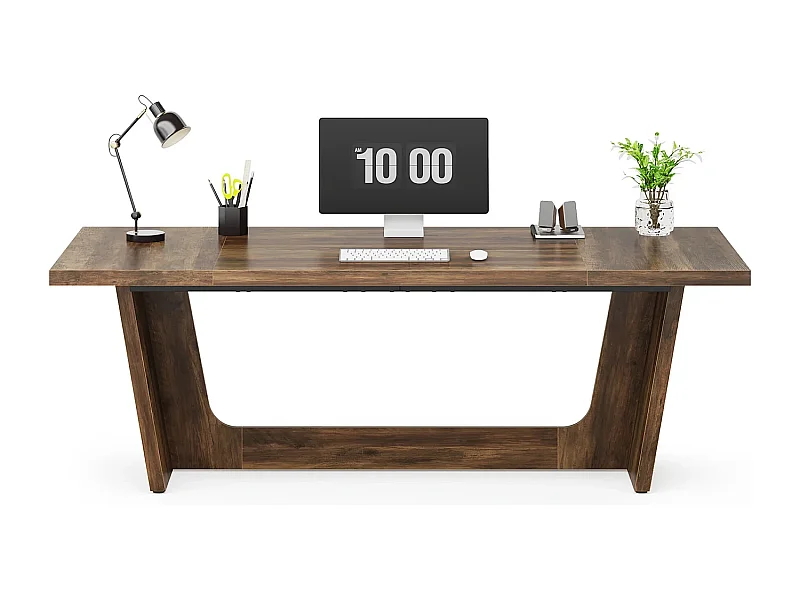 Bureau Informatique, 180 x 79 x 75 cm Bureau pour Ordinateur Portable, Table d’étude, Poste de Travail pour Bureau à Domicile