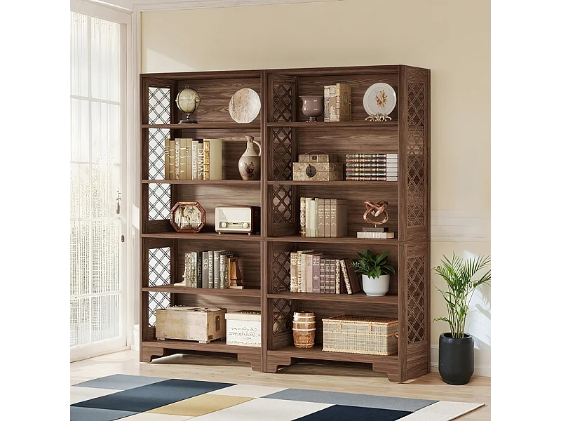 Bibliothèque à 6 niveaux, 180 cm, bibliothèque haute vintage, étagère de rangement à 5 niveaux, pour salon, bureau, chambre