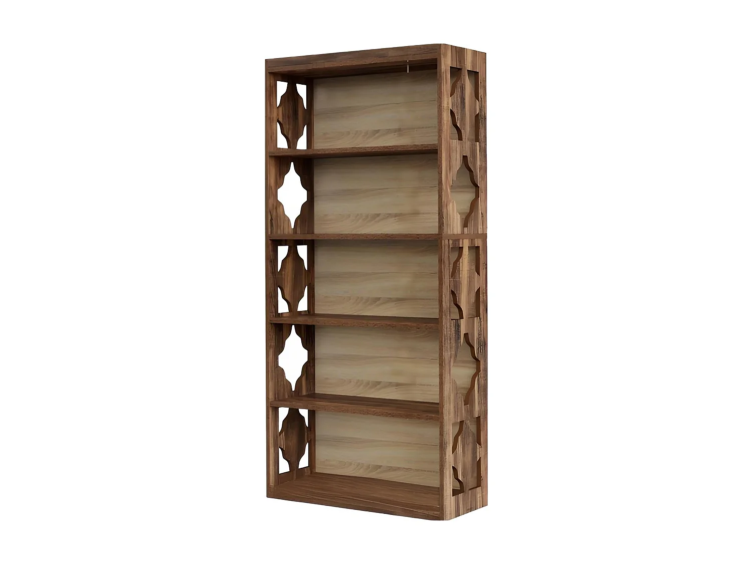 Bibliothèque vintage de 179 cm, Étagère de rangement à 5 niveaux, bibliothèque verticale ajourée, étagère haute autoportante