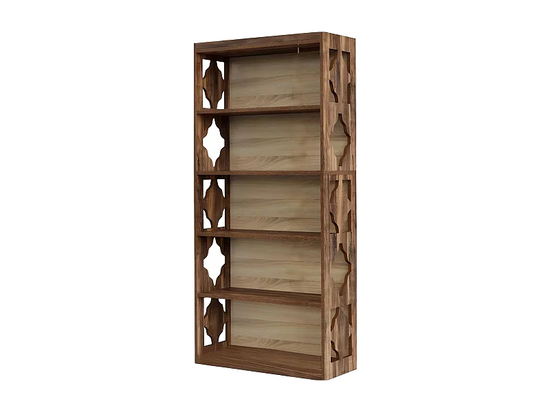 Bibliothèque vintage de 179 cm, Étagère de rangement à 5 niveaux, bibliothèque verticale ajourée, étagère haute autoportante