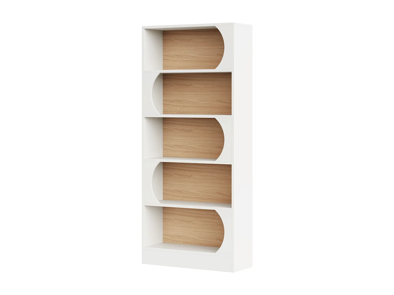 Bibliothèque à 5 Niveaux, 180CM,  Étagères de Rangement, Cubique Ouverte, Étagères d'Affichage en Bois pour Chambre à Coucher, Salon, Bureau, Blanc et Noyer