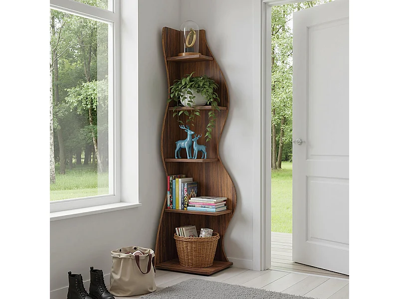 Petite Bibliothèque à 5 Niveaux,Support de Plante unité d'organisation avec pour la Maison, Bureau, Salon, Chambre à Coucher,Marron